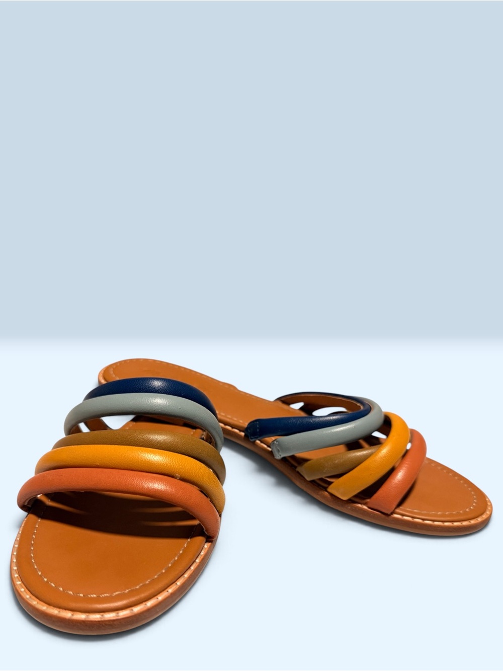 Madewell The Addie Slide Sandal in Rainbow Leather